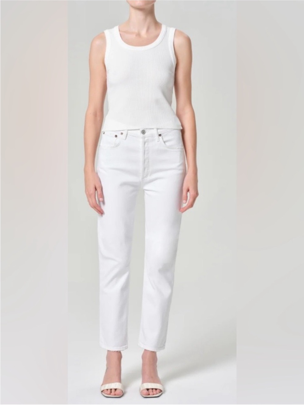 Agolde White Riley Ankle Straight Jeans 28